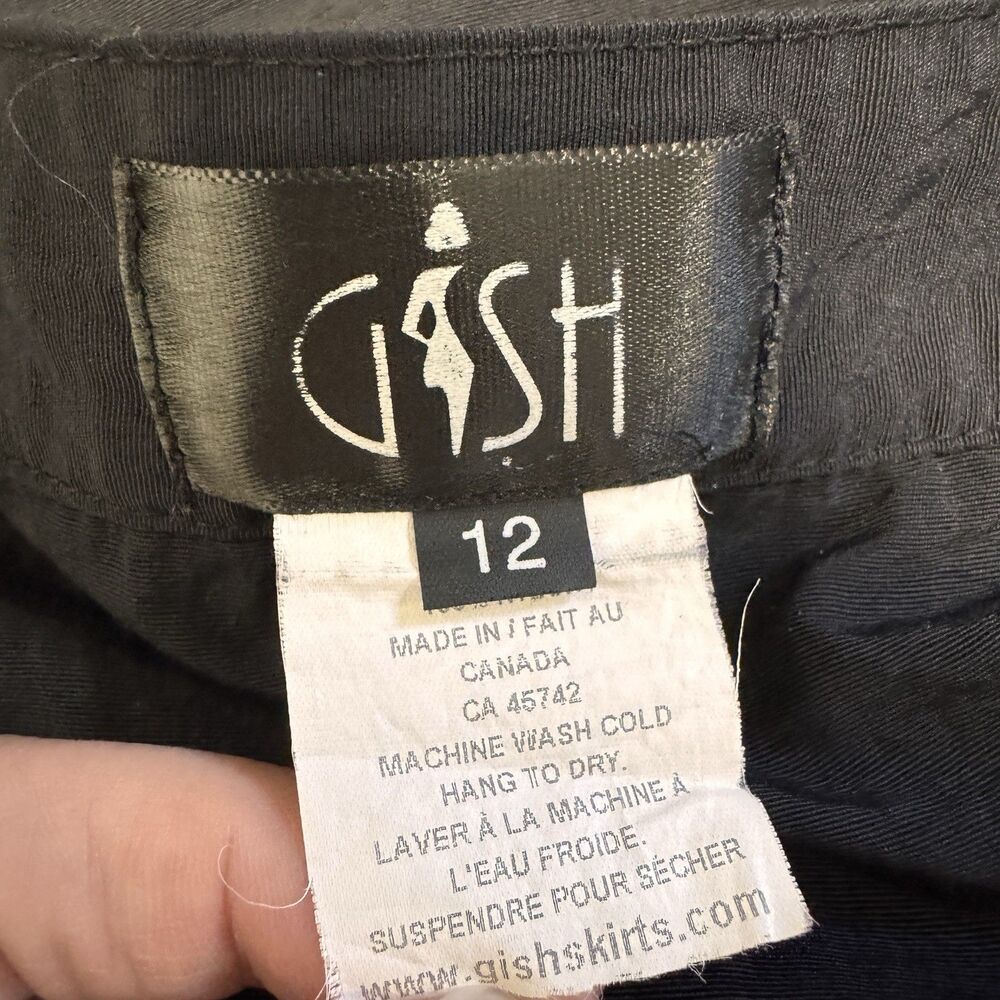Vintage Y2K Gish Mini Skirt 12 Black Asymmetrical Wrap Tie Nylon Windbreaker - Picture 6 of 7